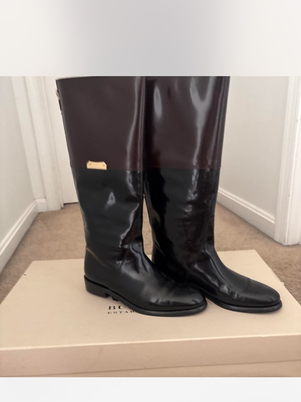 Two-Tone Brown and Black Riding Boots
